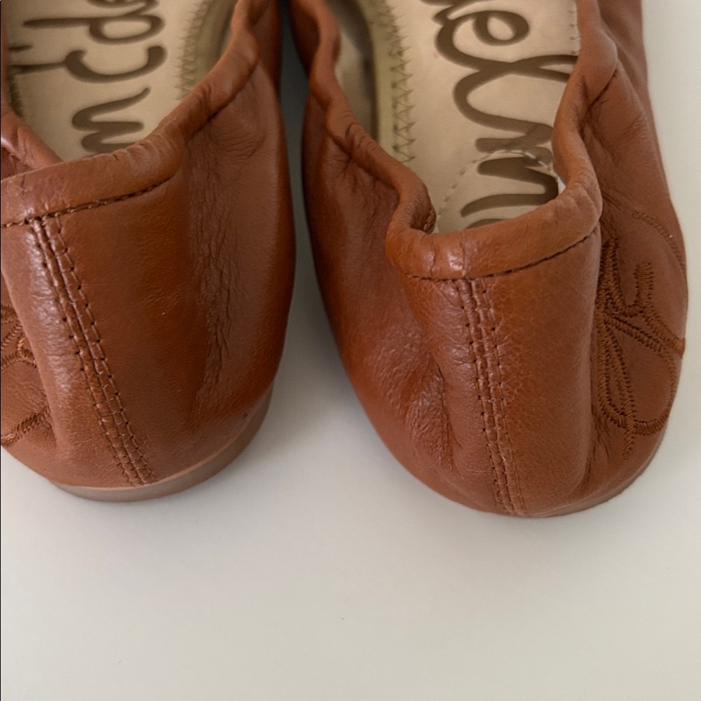 EUC Sam Edelman Tan Leather ballet Flats with Bow 7.5 - Picture 6 of 11